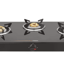 Vidiem Gas Stove G3 167 A (Black) | 3 Burner Gas Stove | Manual Ignition | 8mm Toughened Glass Top Gas Stove | Safety, Reliability, High Efficiency | ISI Certified | 2 years warranty